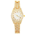Iced-Out Roman Numeral Watch with Rhinestone Dial