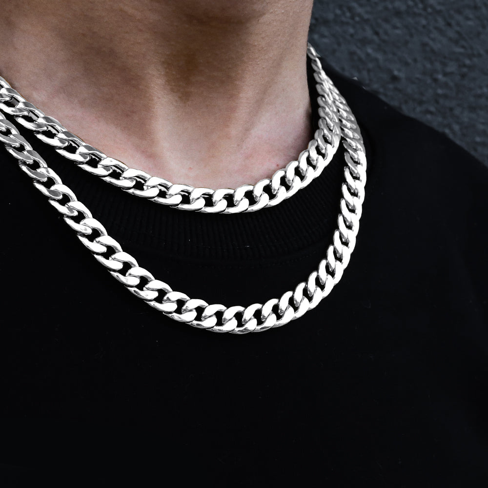 Classic Cuban Link Chain Necklace in Gold & Silver Tone
