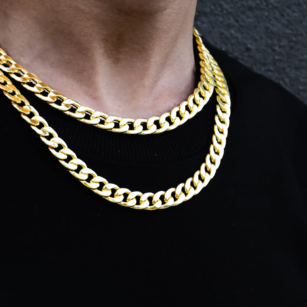 Classic Cuban Link Chain Necklace in Gold & Silver Tone