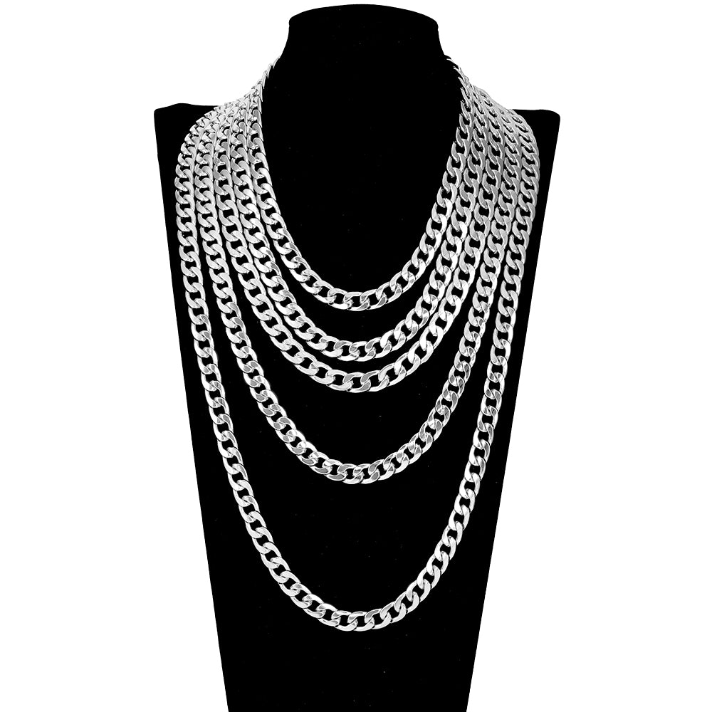 Classic Cuban Link Chain Necklace in Gold & Silver Tone