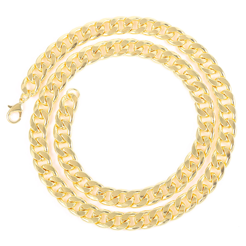 Classic Cuban Link Chain Necklace in Gold & Silver Tone