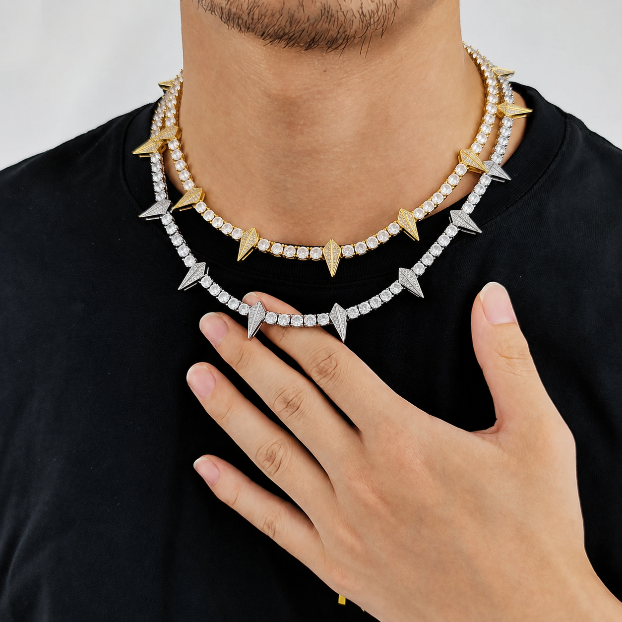5mm/20inch Moissanite Spike Tennis Chain Necklace in S925 Silver