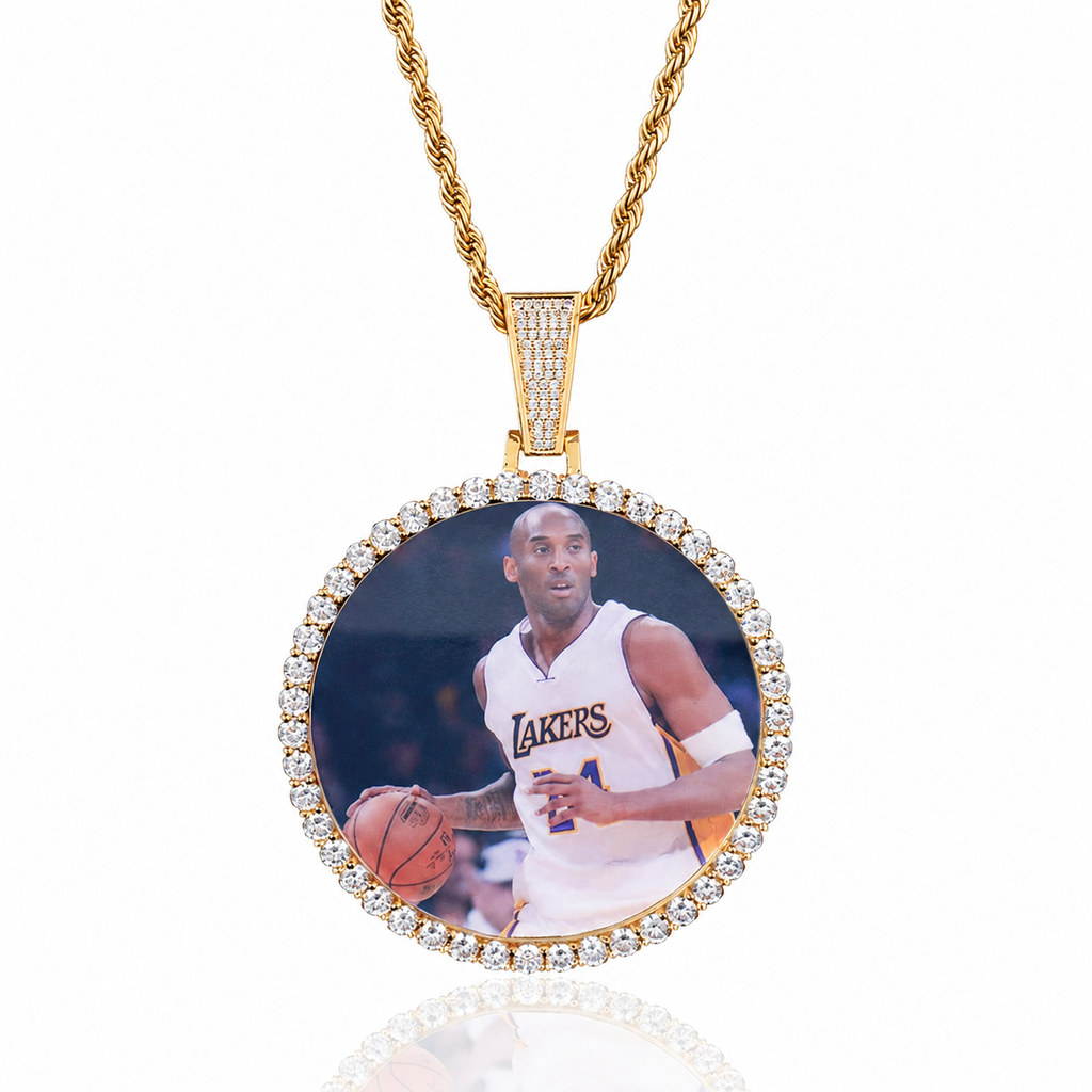 Custom Photo Moissanite Pendant Necklace with 20" Rope Chain