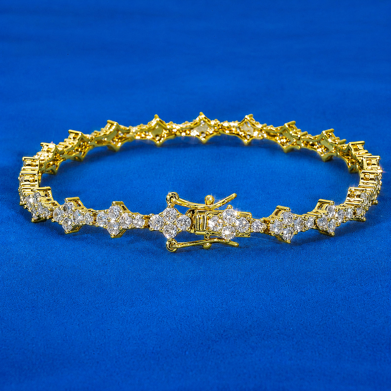 6.5mm/8inch S925 Moissanite Cluster Tennis Bracelet