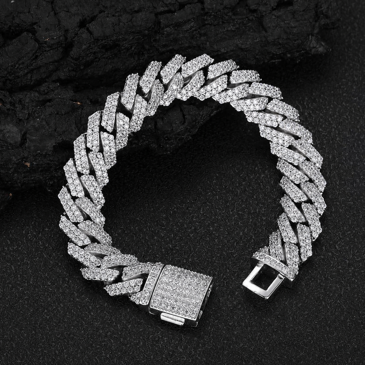 14m/8inch CZ Iced Out Cuban Link Bracelet
