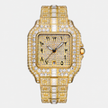 Iced Out Square Rhinestone Watch with Arabic Numeral Dial