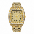 Iced Square Rhinestone Watch with Date Display