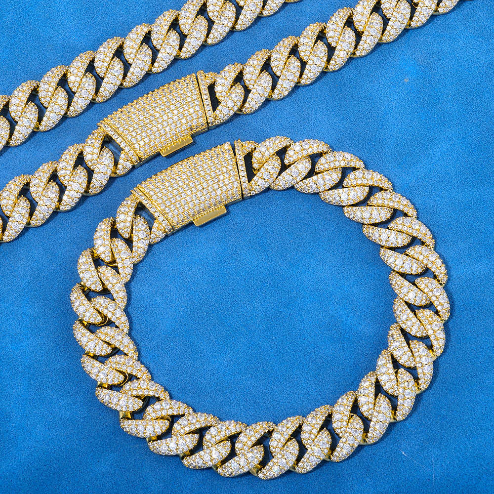 12mm/8inch S925 Moissanite Cuban Link Bracelet