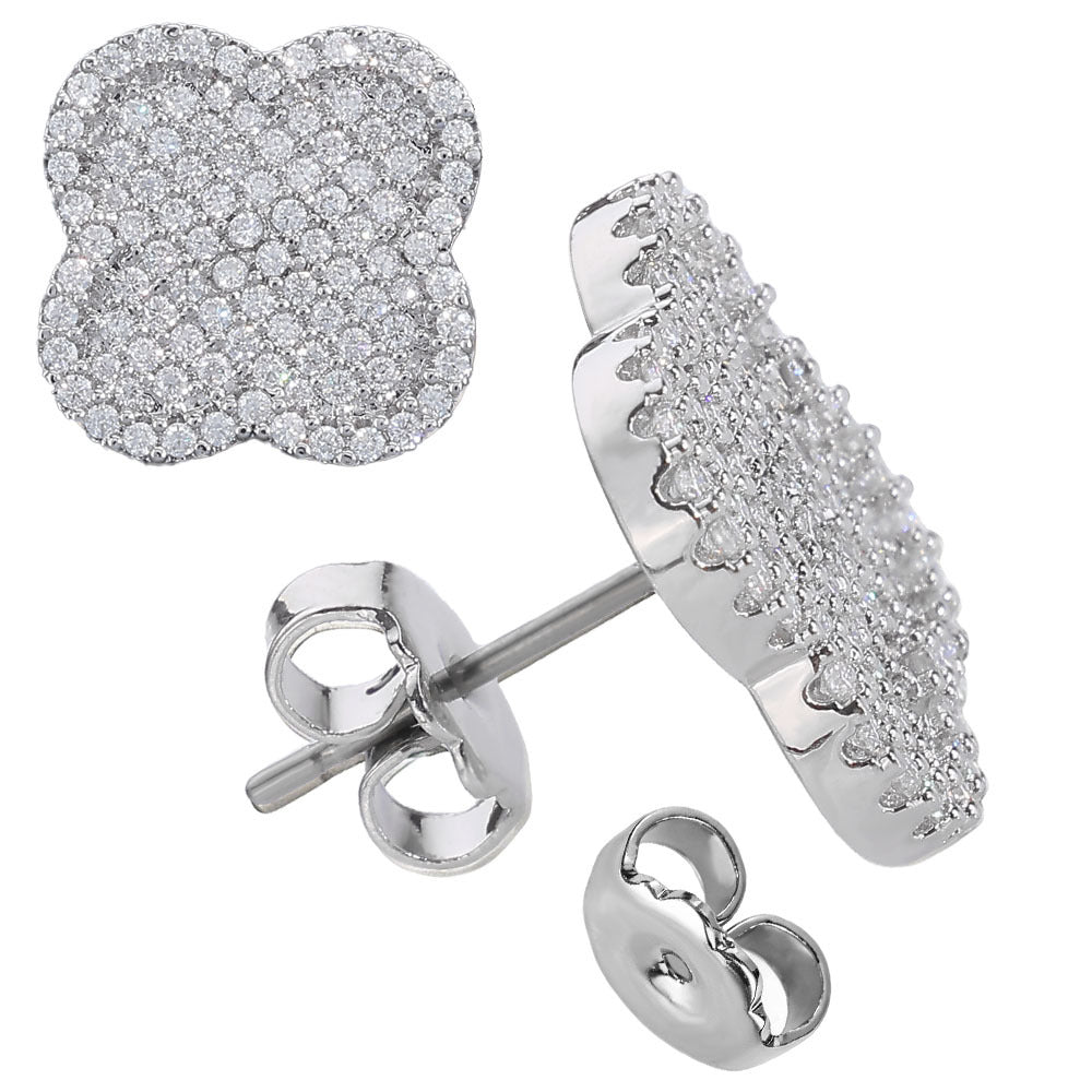 S925 Moissanite Clover Stud Earrings