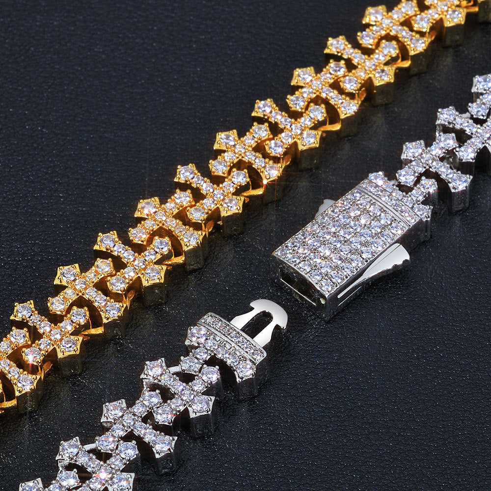 8.5mm/8inch Iced Cross Link Bracelet