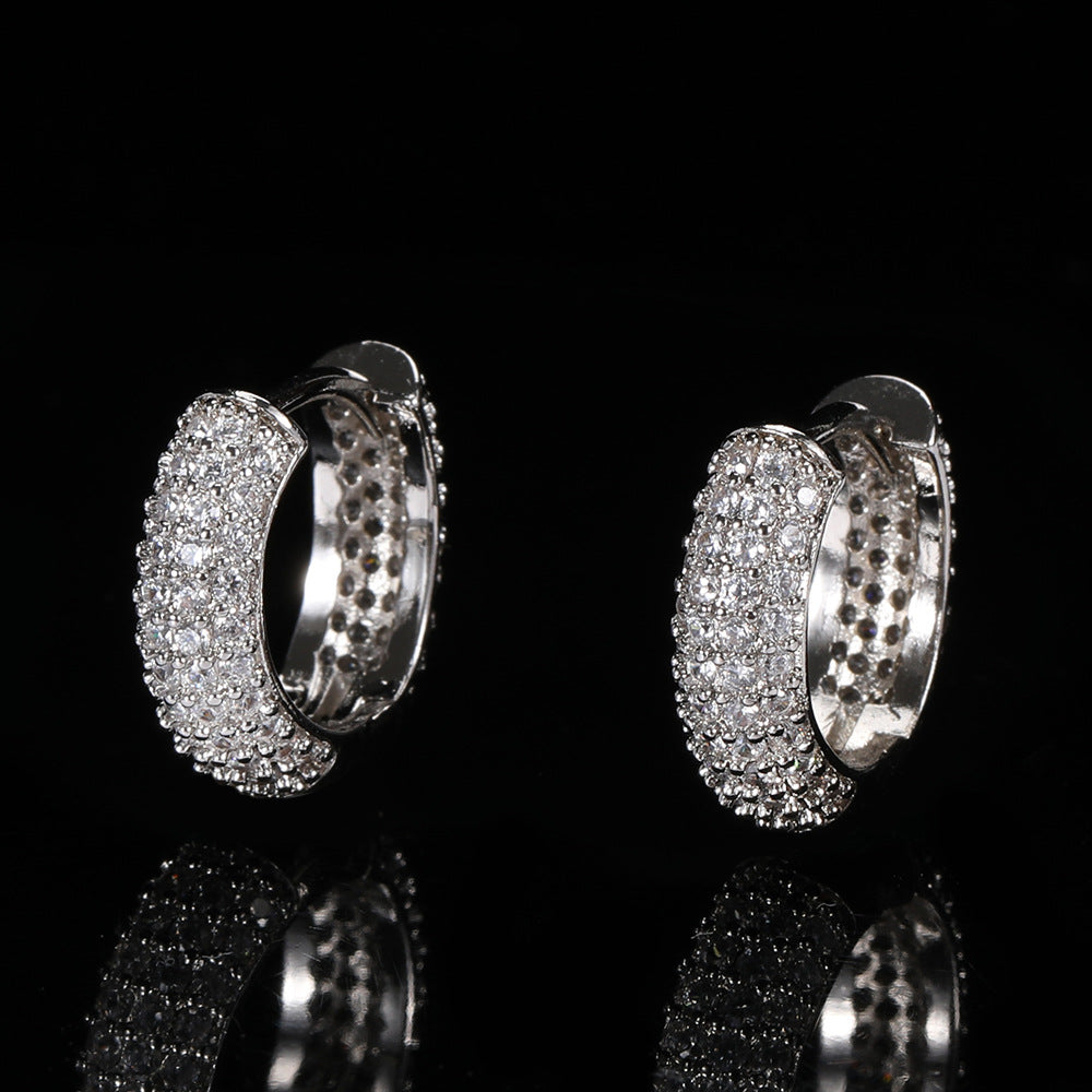 CZ Iced Huggie Hoop Earrings