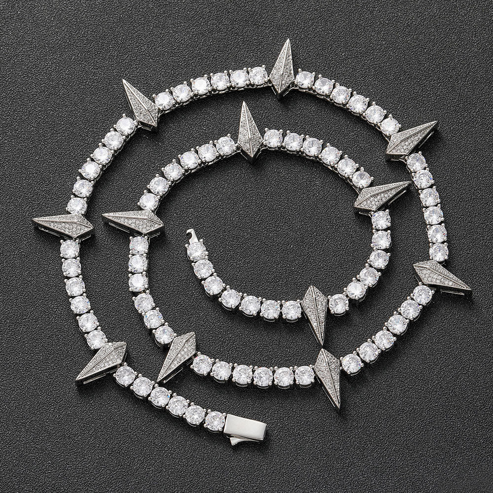 5mm/20inch Moissanite Spike Tennis Chain Necklace in S925 Silver
