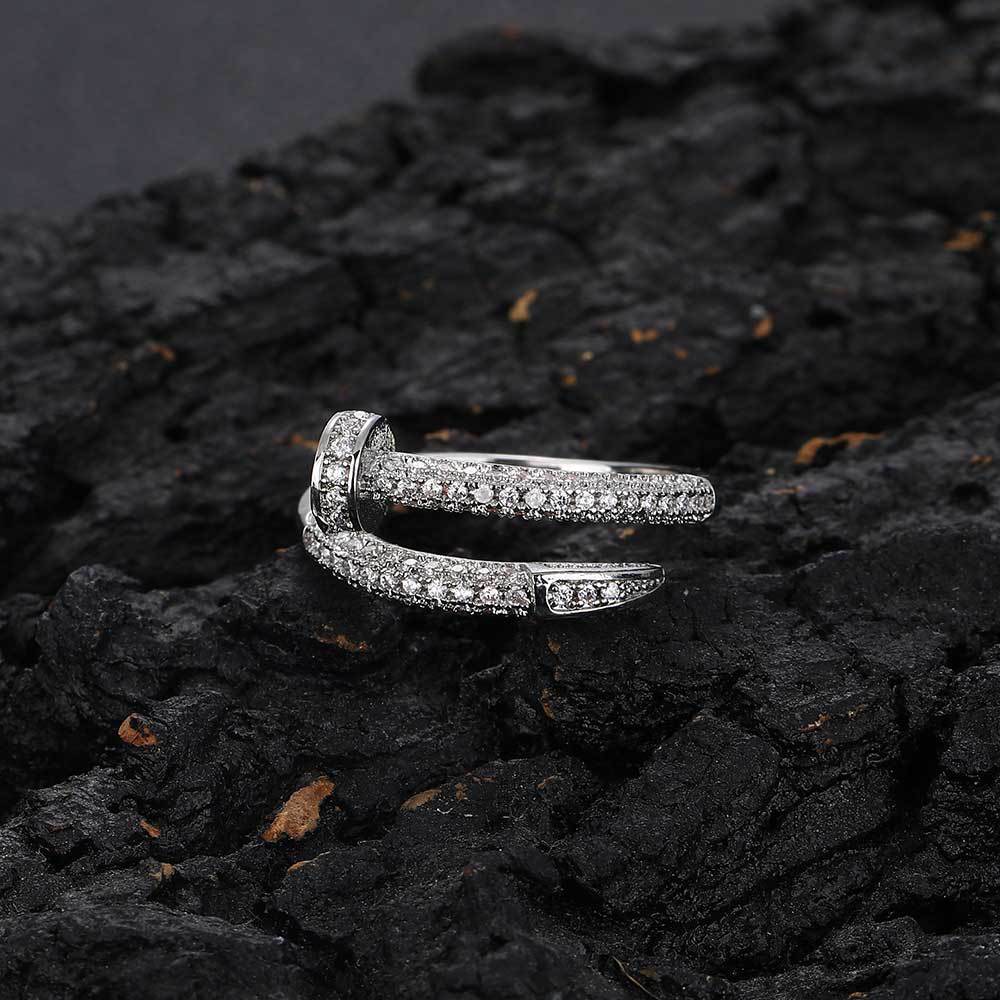 Iced Nail CZ Cuff Ring