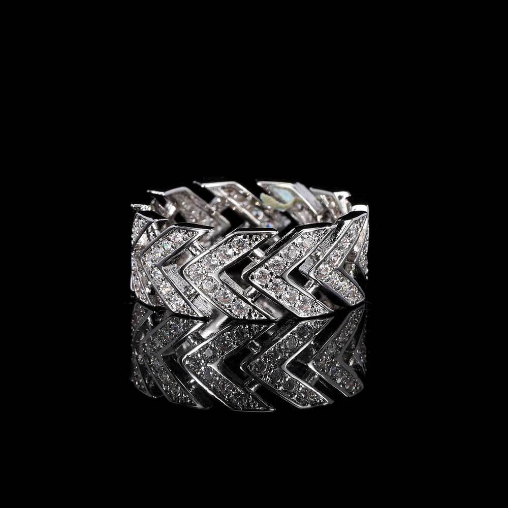 Iced Chevron CZ Band Ring