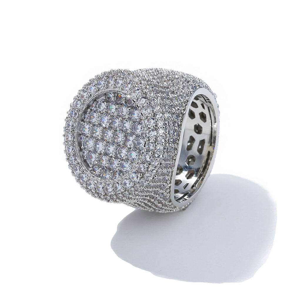 Iced Out Moissanite Dome Ring in S925 Sterling Silver