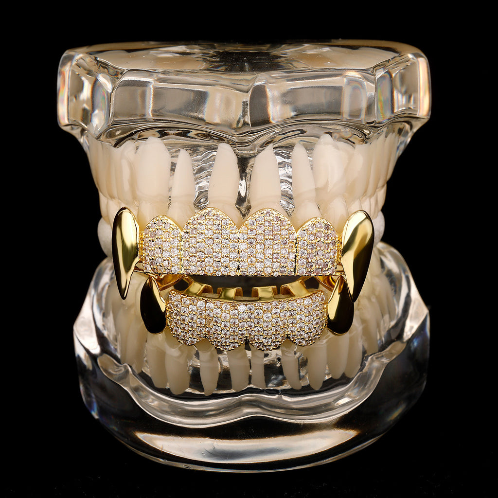 CZ Iced Out Fang Grillz Set