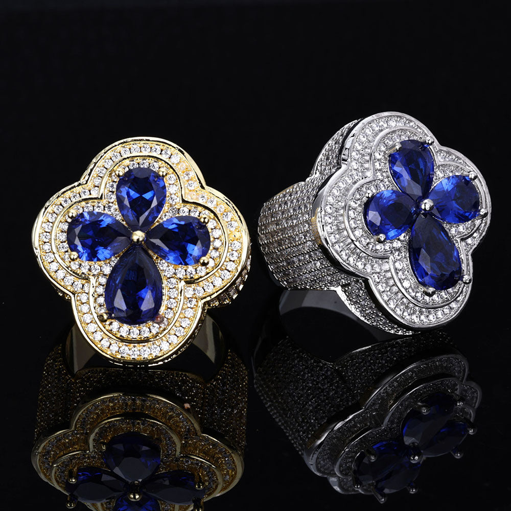 Iced Clover CZ Cocktail Ring