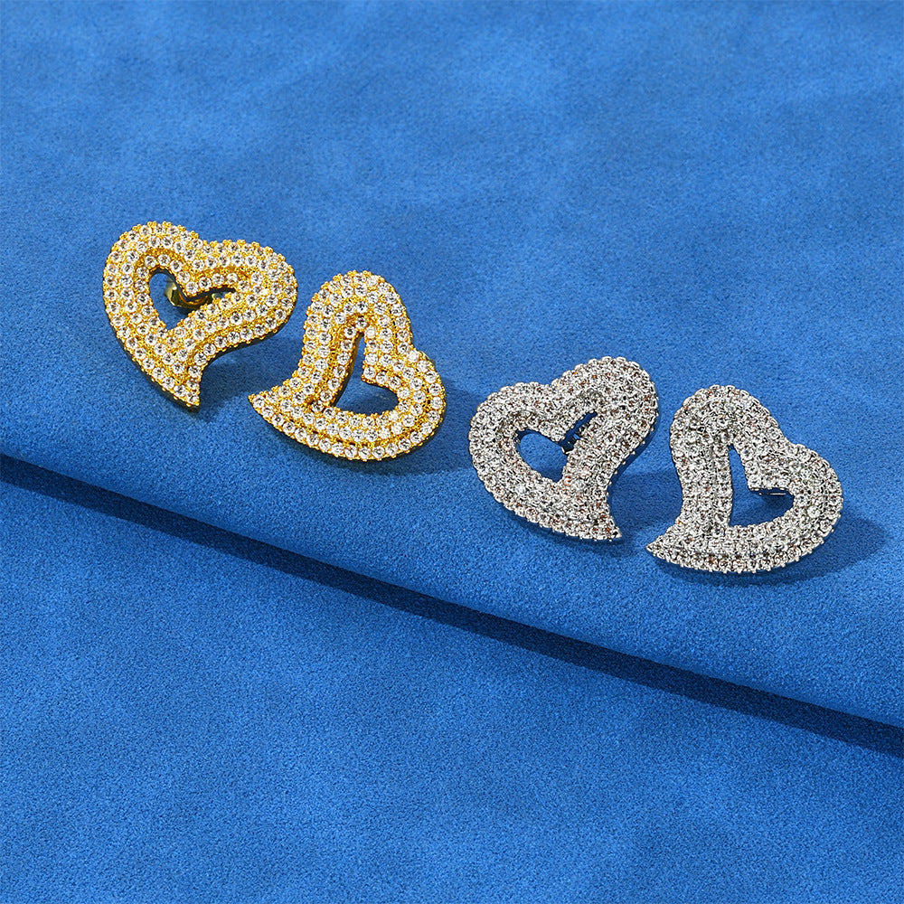 S925 Moissanite Heart Stud Earrings