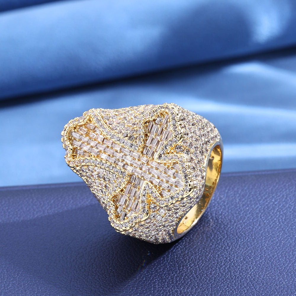 S925 Moissanite Cross Statement Ring