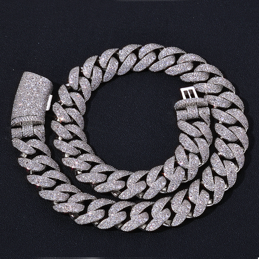 22mm/20inch Moissanite Cuban Link Chain Necklace in S925 Silver