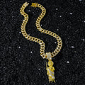 Iced Angel Pendant Necklace with 20" Cuban Chain