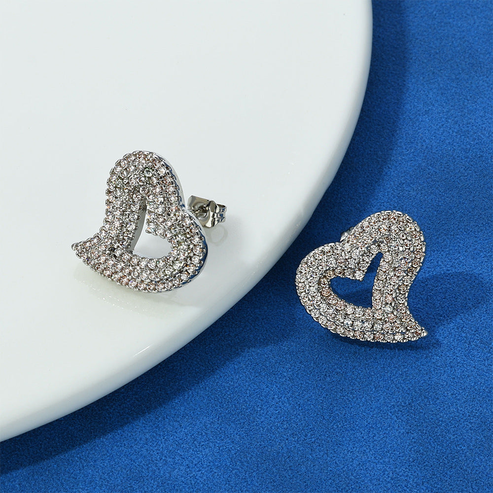 S925 Moissanite Heart Stud Earrings