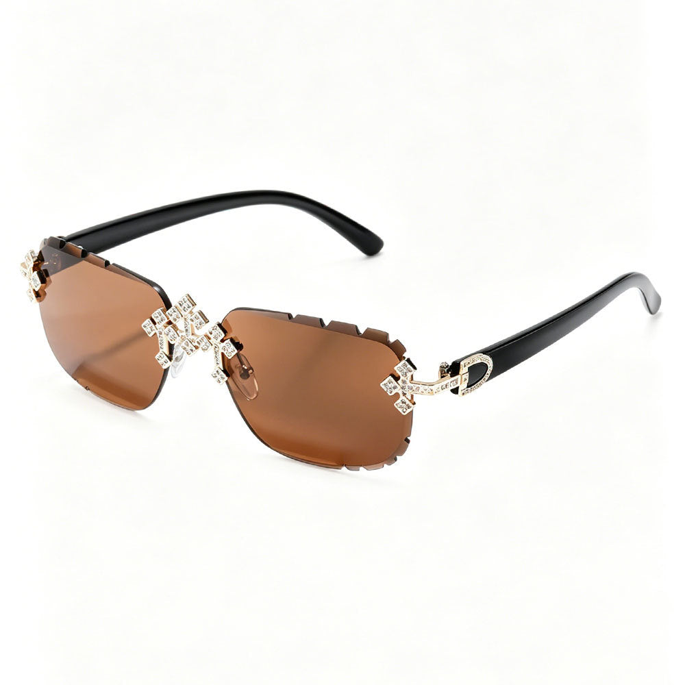 Rimless Rhinestone Sunglasses
