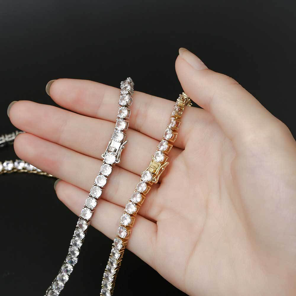 3mm 4mm 5mm CZ Tennis Chain Necklace - 20inch