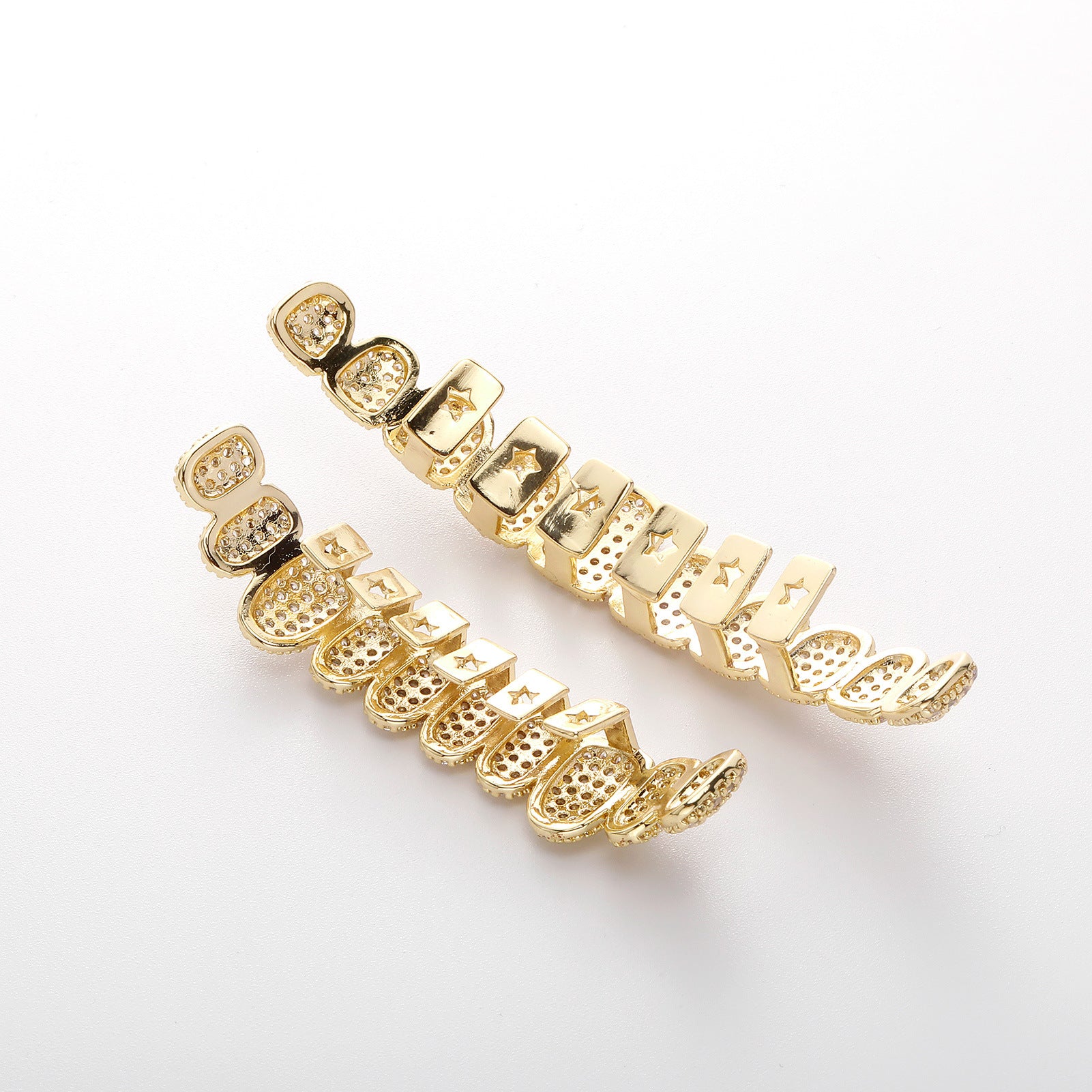 Copper CZ Iced Out Grillz Hip Hop Dental Cap Set