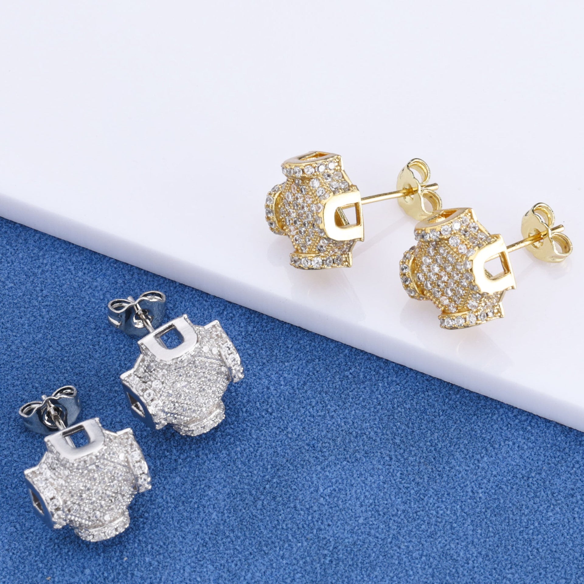 S925 Moissanite Iced Barrel Stud Earrings