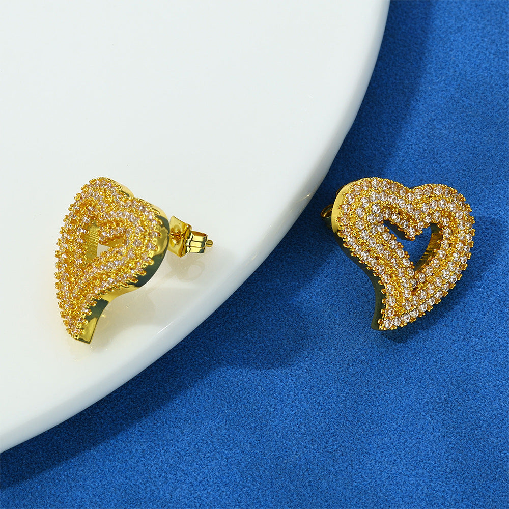 S925 Moissanite Heart Stud Earrings