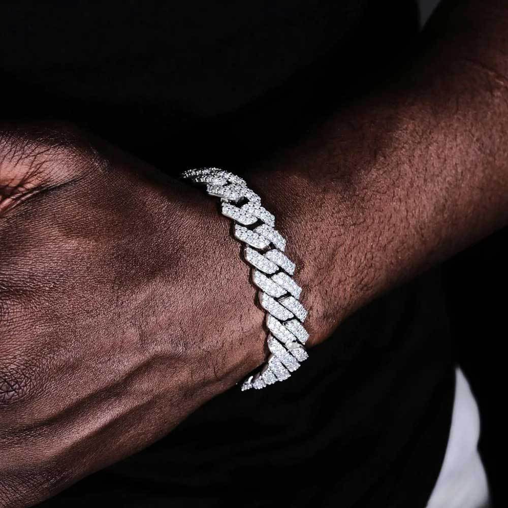 14m/8inch CZ Iced Out Cuban Link Bracelet