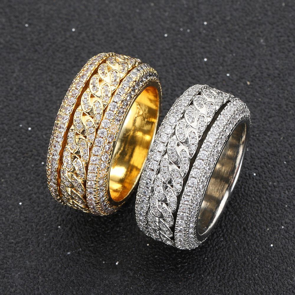 Iced Cuban Link Band Ring