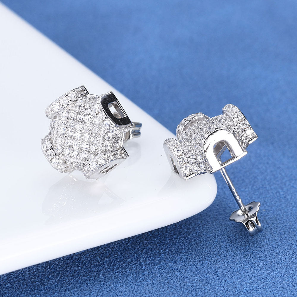 S925 Moissanite Iced Barrel Stud Earrings