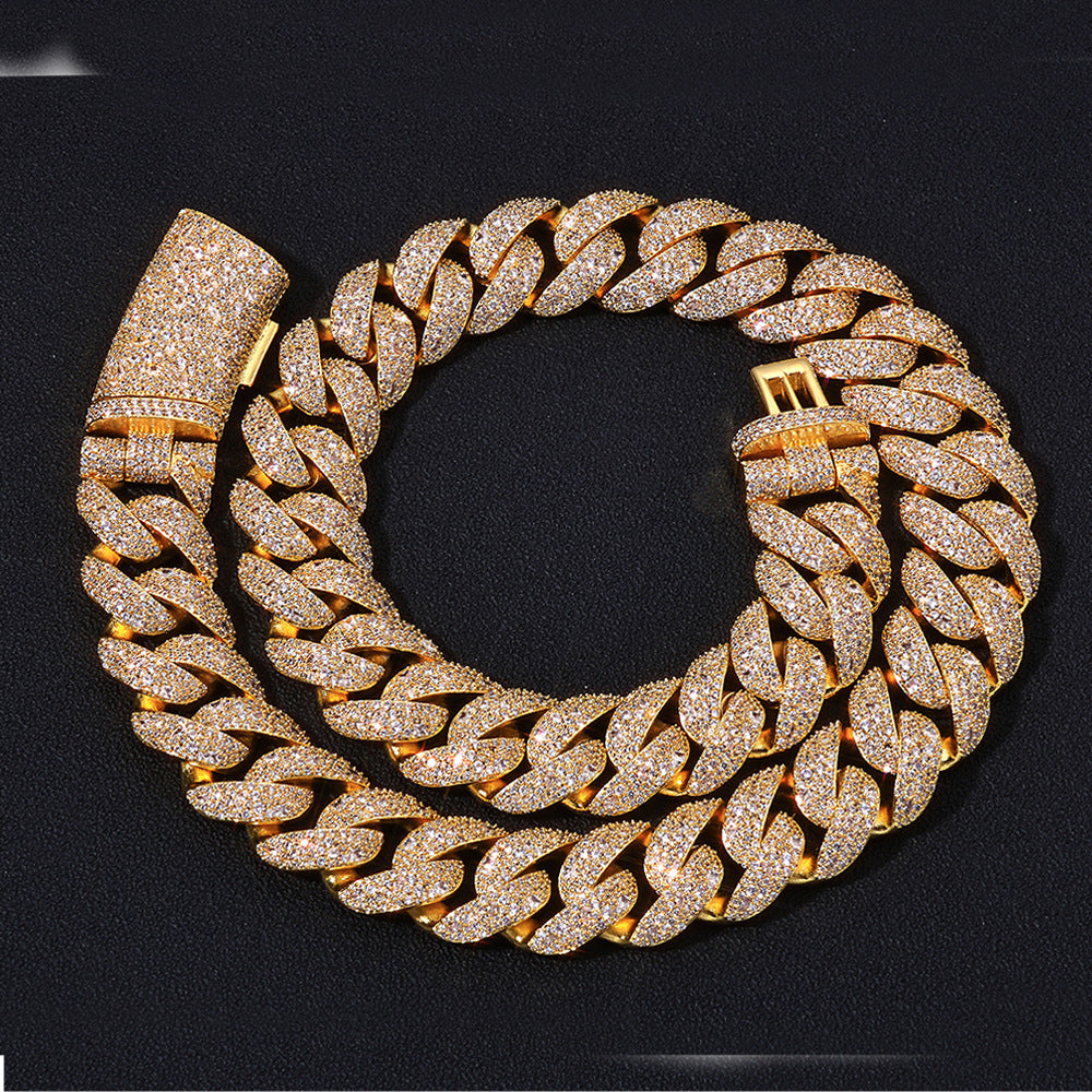 22mm/20inch Moissanite Cuban Link Chain Necklace in S925 Silver