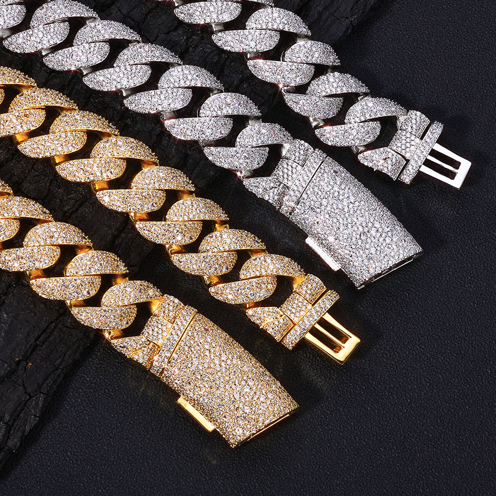 22mm/20inch Moissanite Cuban Link Chain Necklace in S925 Silver