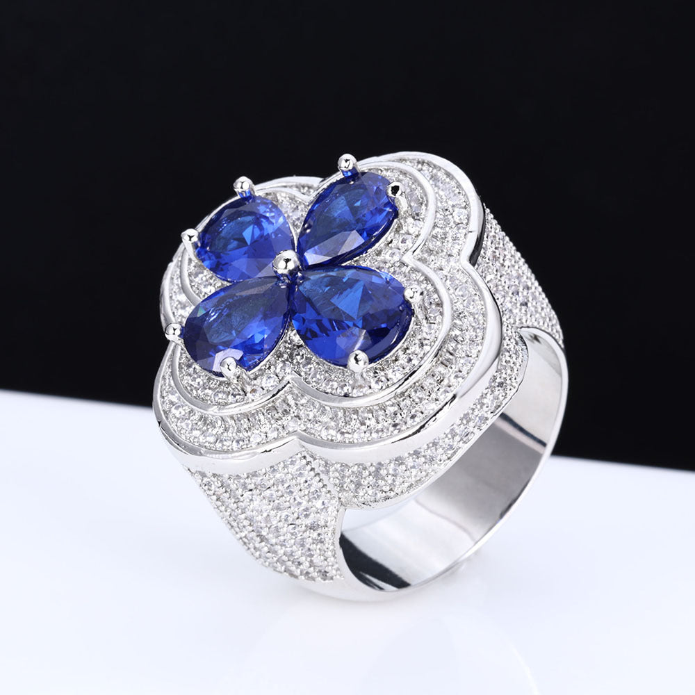 Iced Clover CZ Cocktail Ring