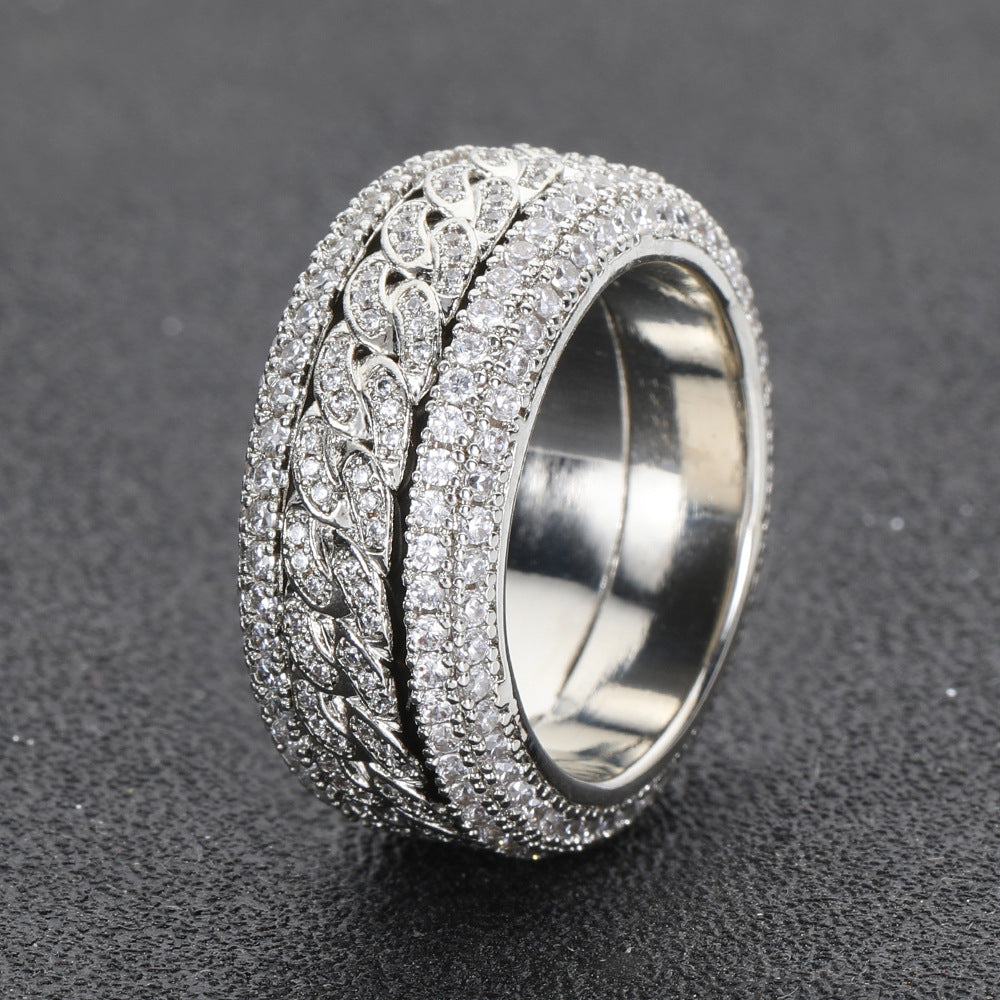 Iced Cuban Link Band Ring