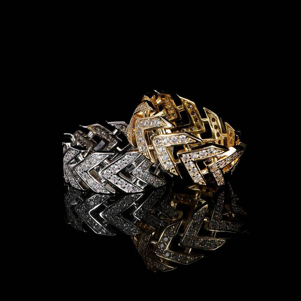 Iced Chevron CZ Band Ring