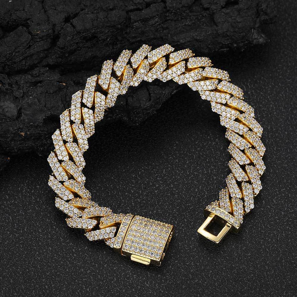 14m/8inch CZ Iced Out Cuban Link Bracelet
