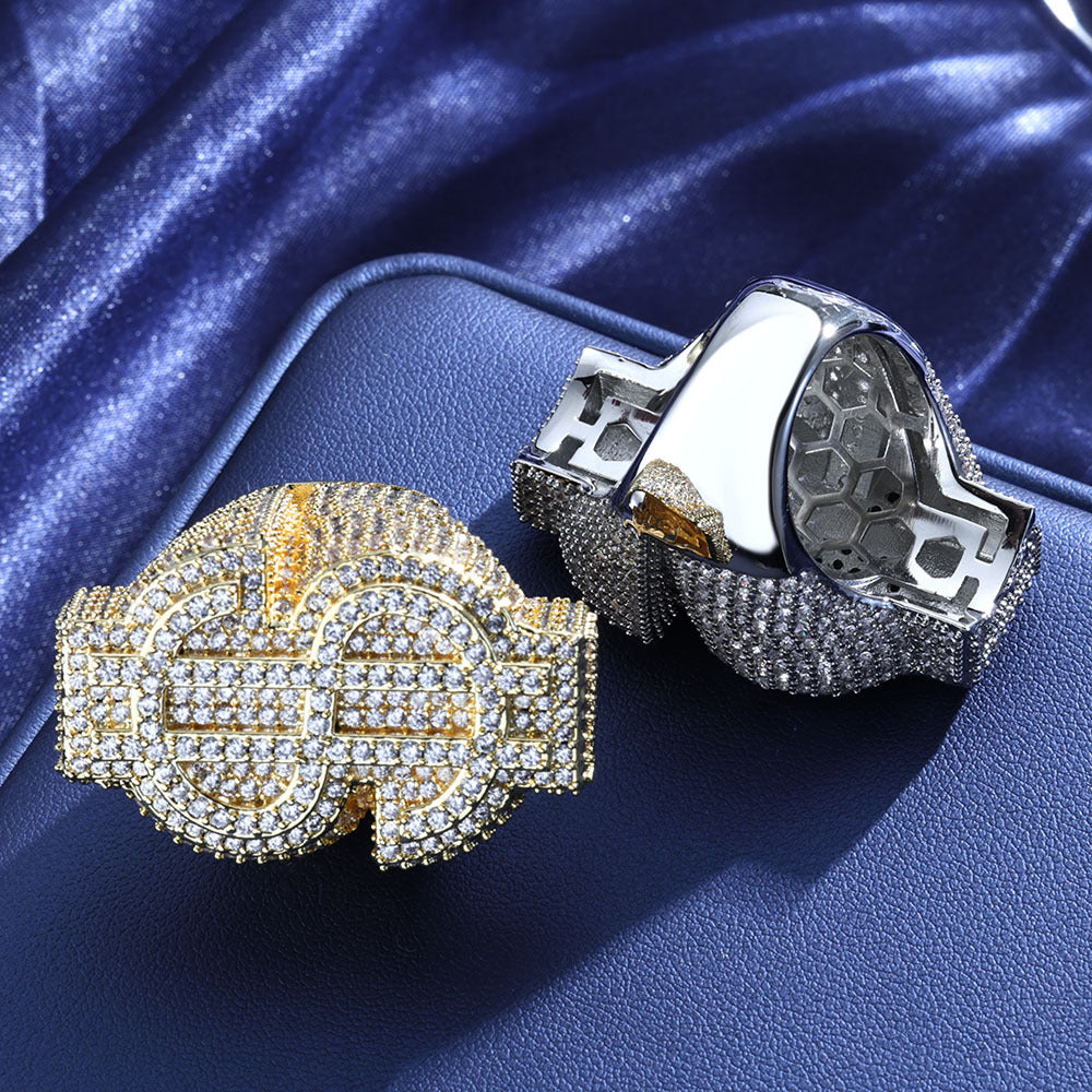 S925 Moissanite Iced Dollar Sign Ring