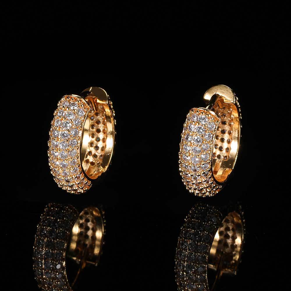 CZ Iced Huggie Hoop Earrings