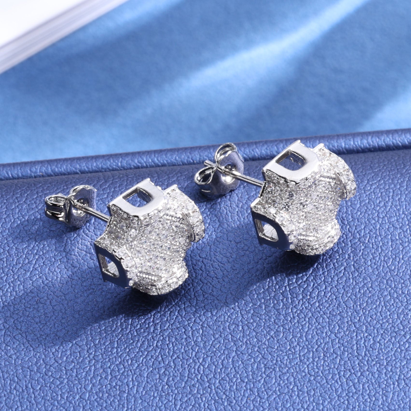 S925 Moissanite Iced Barrel Stud Earrings