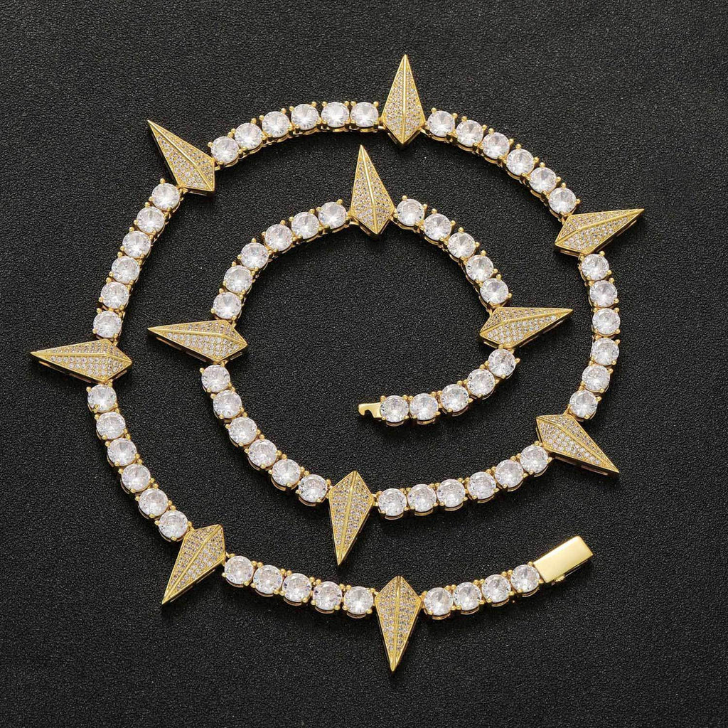 5mm/20inch Moissanite Spike Tennis Chain Necklace in S925 Silver