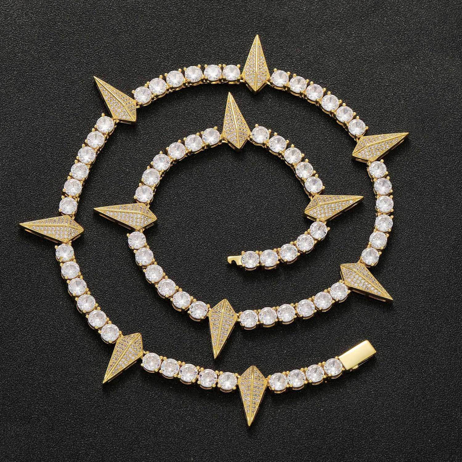 5mm/20inch Moissanite Spike Tennis Chain Necklace in S925 Silver