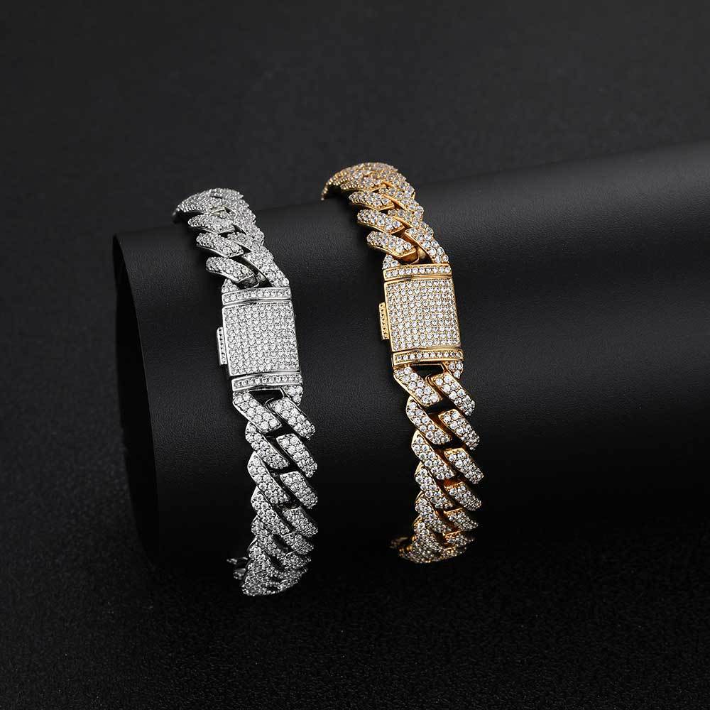 14m/8inch CZ Iced Out Cuban Link Bracelet