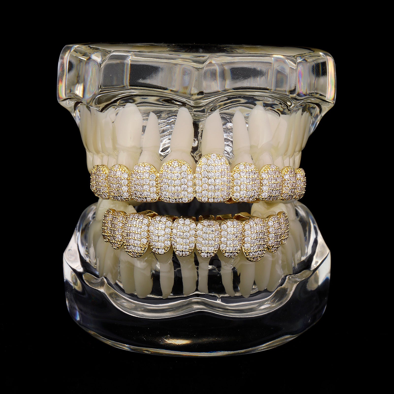 Copper CZ Iced Out Grillz Hip Hop Dental Cap Set