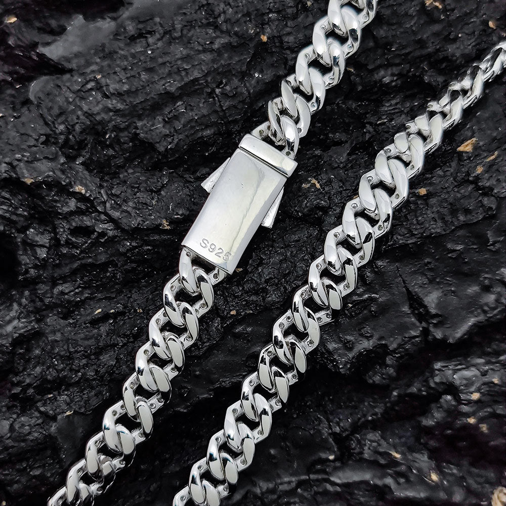 8mm/20inch Moissanite Cuban Link Chain Necklace in S925 Silver