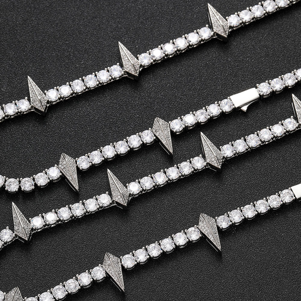 5mm/20inch Moissanite Spike Tennis Chain Necklace in S925 Silver