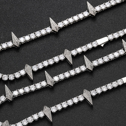 5mm/20inch Moissanite Spike Tennis Chain Necklace in S925 Silver